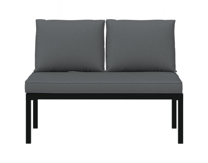 Sonata H Градинска пейка с възглавници, черен, алуминий