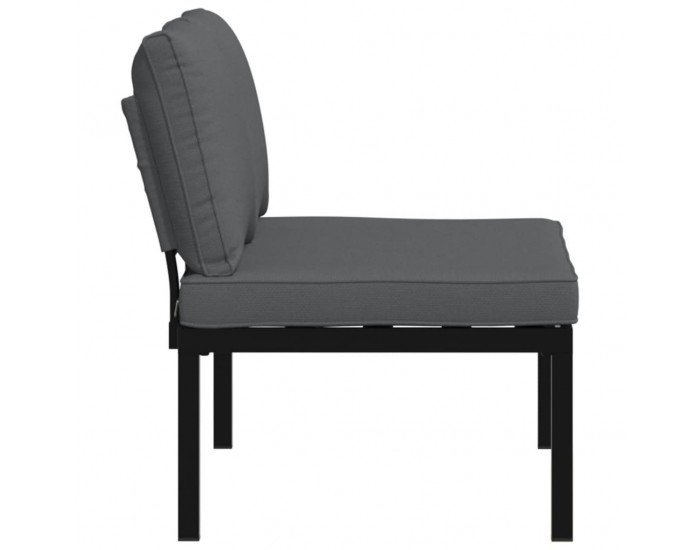 Sonata H Градинска пейка с възглавници, черен, алуминий