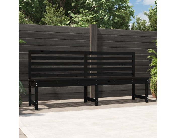Sonata H Градинска пейка, черна, 201,5 см, борово дърво масив