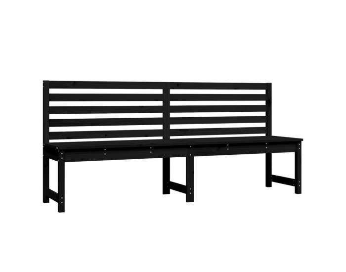 Sonata H Градинска пейка, черна, 201,5 см, борово дърво масив