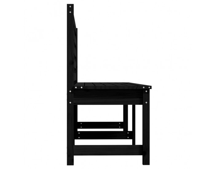 Sonata H Градинска пейка, черна, 201,5 см, борово дърво масив