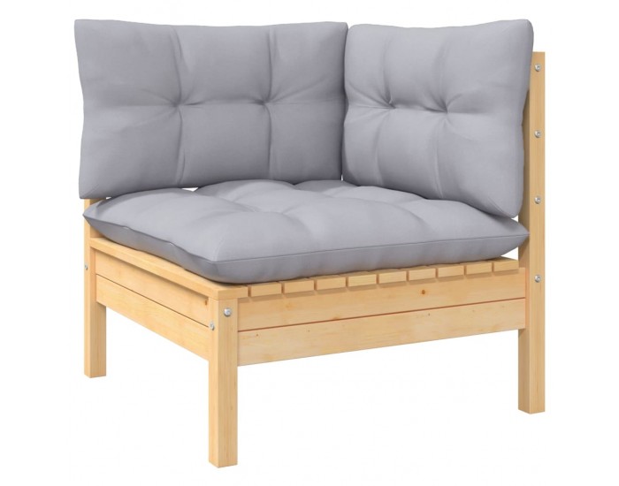 Sonata H 2-местен градински диван със сиви възглавници, бор масив