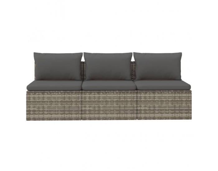 Sonata H 3-местен градински диван с възглавници, сив, полиратан