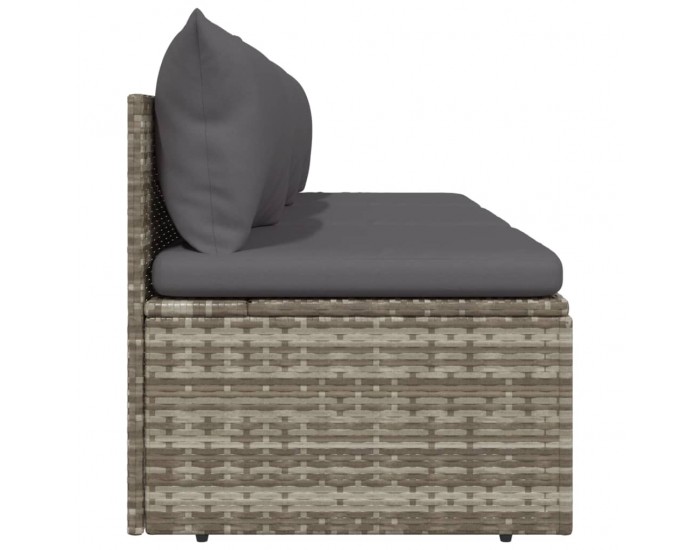 Sonata H 3-местен градински диван с възглавници, сив, полиратан