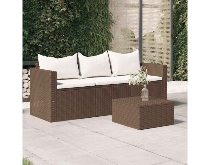 Sonata H 3-местен градински диван с възглавници, кафяв, полиратан