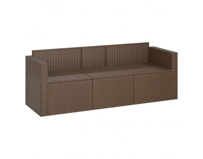 Sonata H 3-местен градински диван с възглавници, кафяв, полиратан