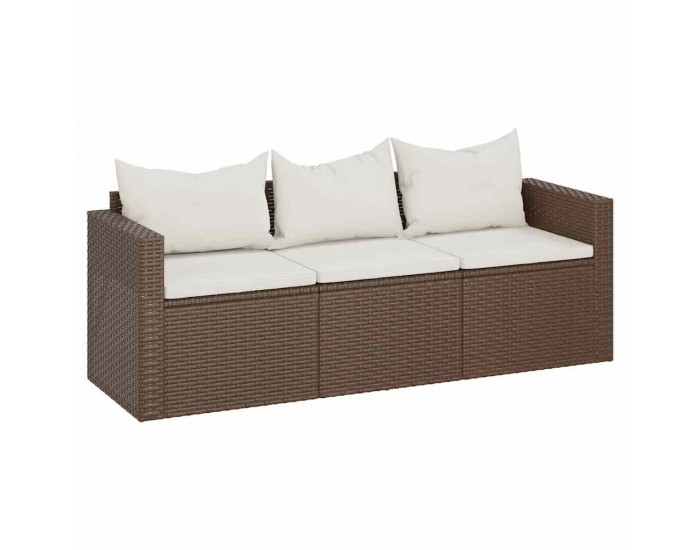 Sonata H 3-местен градински диван с възглавници, кафяв, полиратан