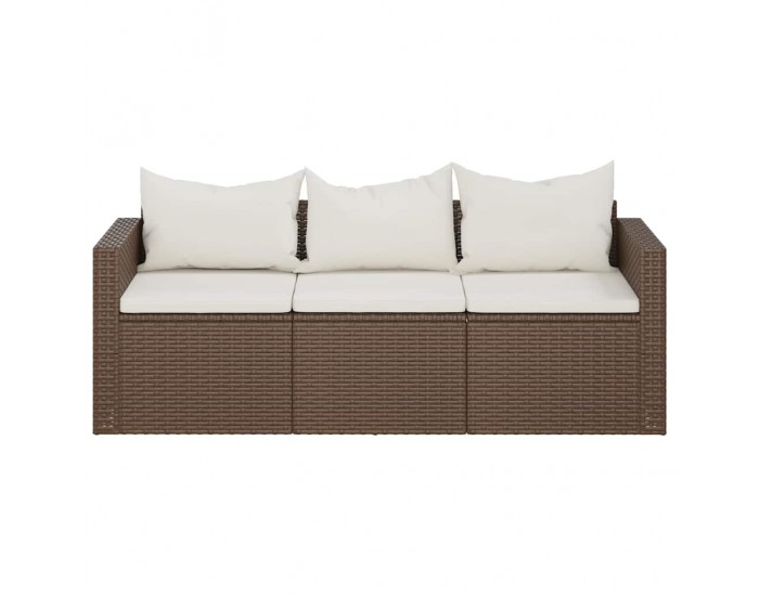 Sonata H 3-местен градински диван с възглавници, кафяв, полиратан