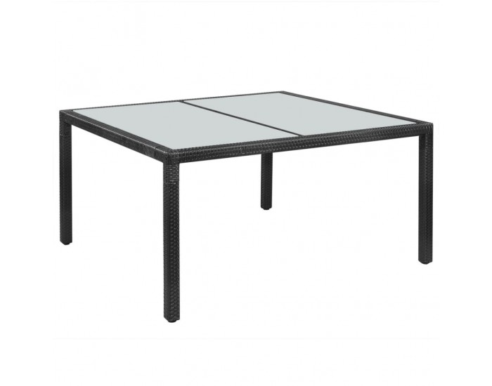 Sonata H Градинска маса, черна, 150x90x75 cм, полиратан