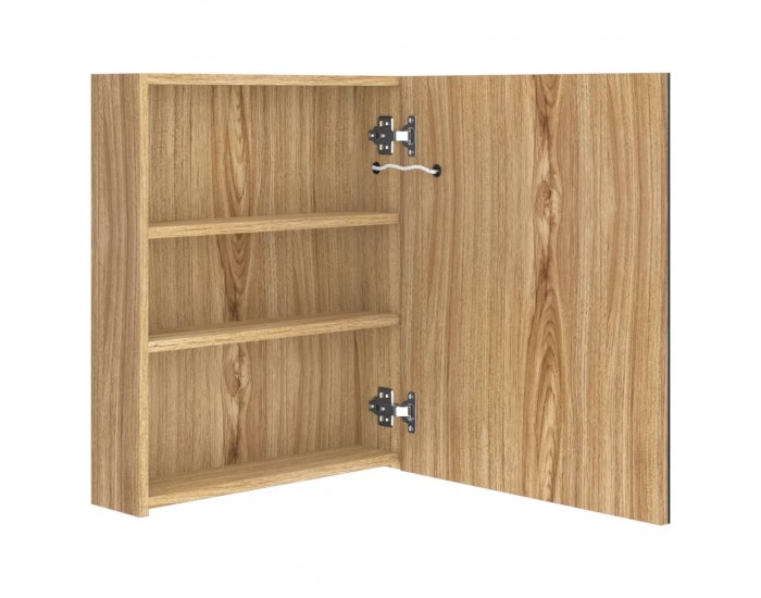 Sonata H LED шкаф с огледало за баня, цвят дъб, 50x14x60 см