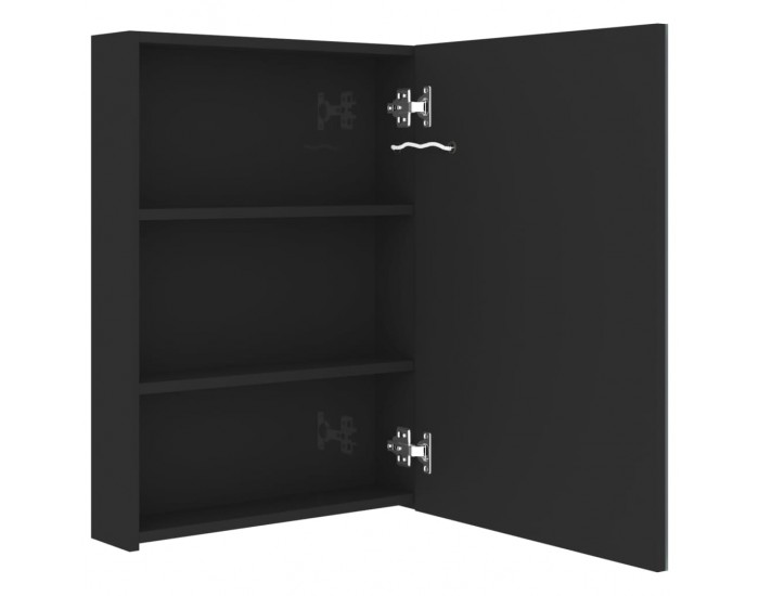 Sonata H LED шкаф с огледало за баня, сияйно черно, 50x13x70 см