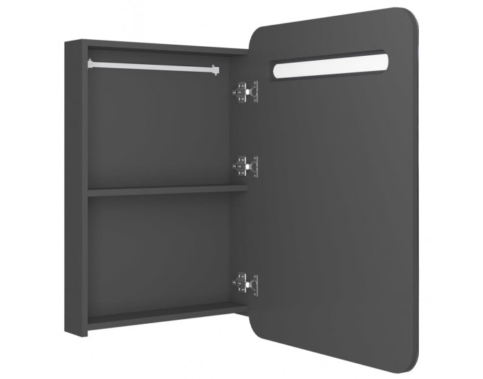 Sonata H LED шкаф с огледало за баня, сив, 60x11x80 см