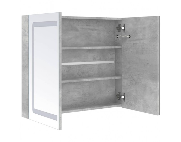 Sonata H LED шкаф с огледало за баня, бетонно сив, 80x12x68 см