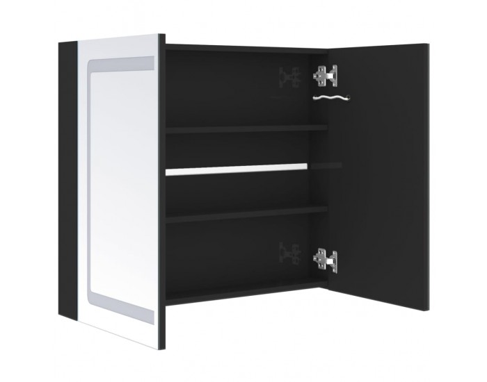 Sonata H LED шкаф с огледало за баня, сияйно черно, 80x12x68 см