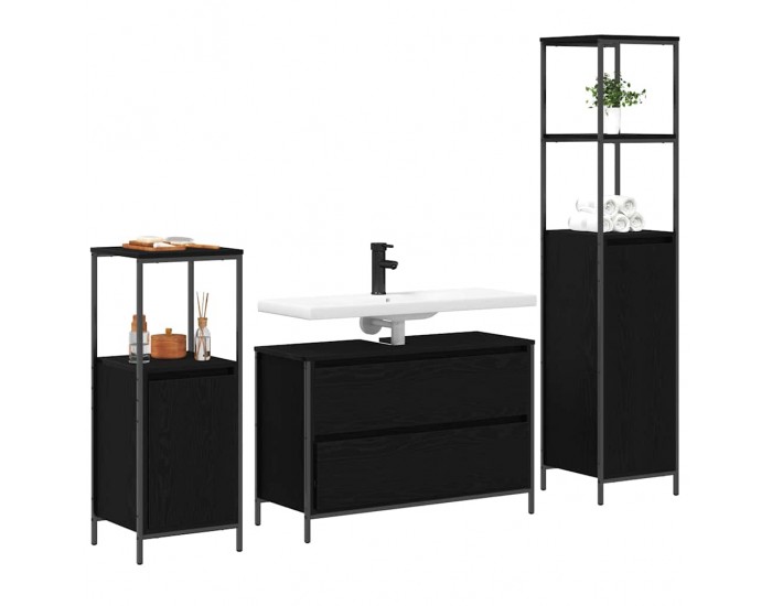 Sonata H Комплект мебели за баня 3 pcs Черен дъб 90 x 34.5 x 60 см