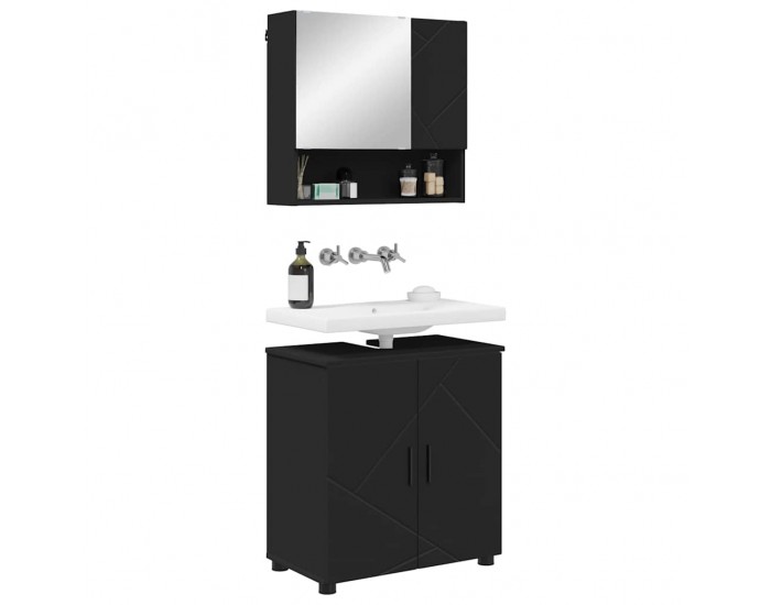 Sonata H Комплект мебели за баня с врата 2 pcs Черно 61 x 35 x 64 см