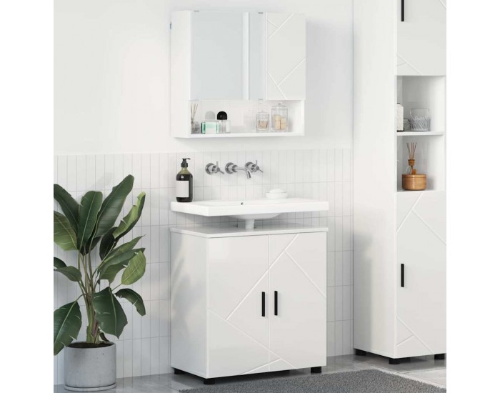 Sonata H Комплект мебели за баня с врата 2 pcs Бяло Със Силен Гланц