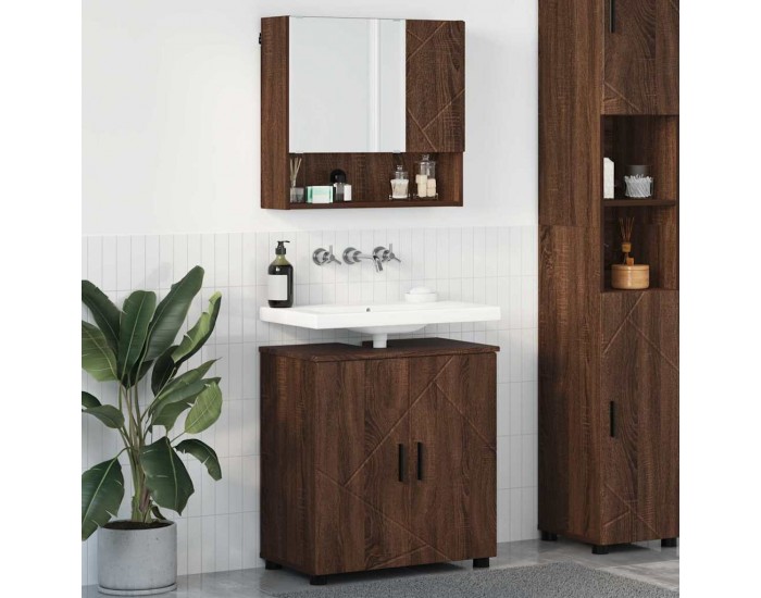 Sonata H Комплект мебели за баня с врата 2 pcs Кафяв дъб 61 x 35 x 64 см