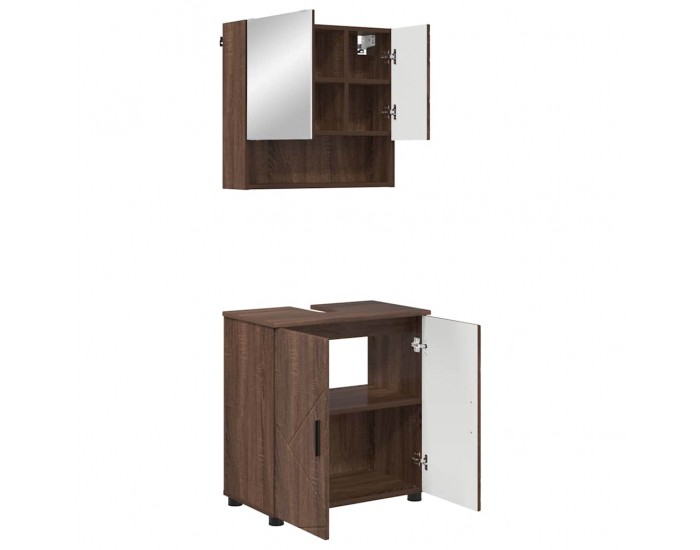 Sonata H Комплект мебели за баня с врата 2 pcs Кафяв дъб 61 x 35 x 64 см