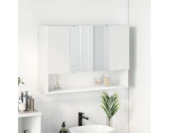 Sonata H Шкаф с огледало за баня Бяло 80 x 17 x 55 см Инженерно дърво