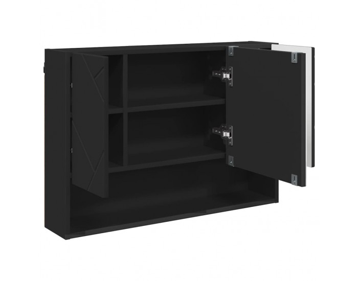 Sonata H Шкаф с огледало за баня Черно 80 x 17 x 55 см Инженерно дърво