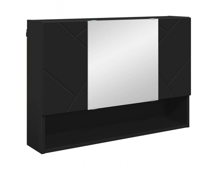 Sonata H Шкаф с огледало за баня Черно 80 x 17 x 55 см Инженерно дърво