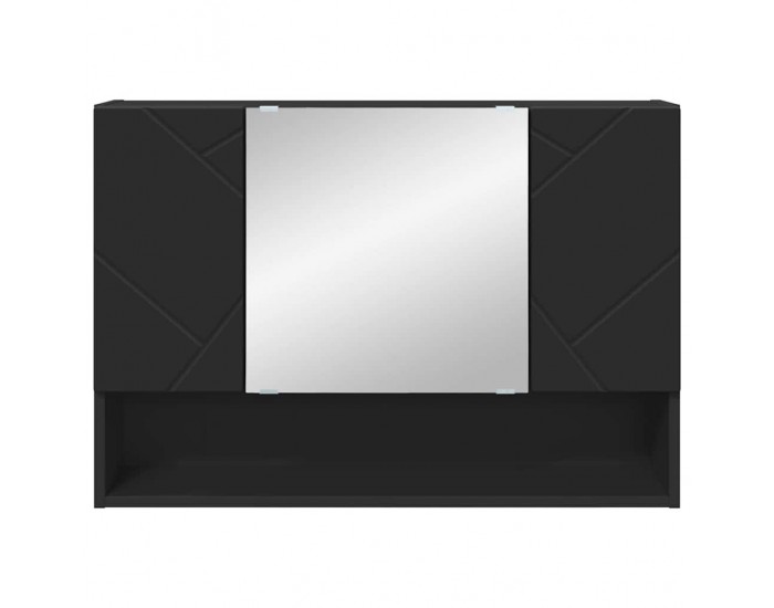 Sonata H Шкаф с огледало за баня Черно 80 x 17 x 55 см Инженерно дърво