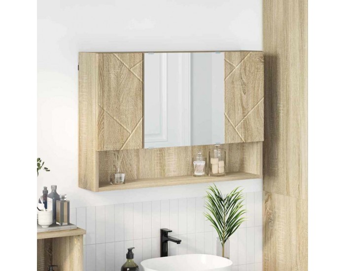 Sonata H Шкаф с огледало за баня с врата дъб сонома 80 x 17 x 55 см