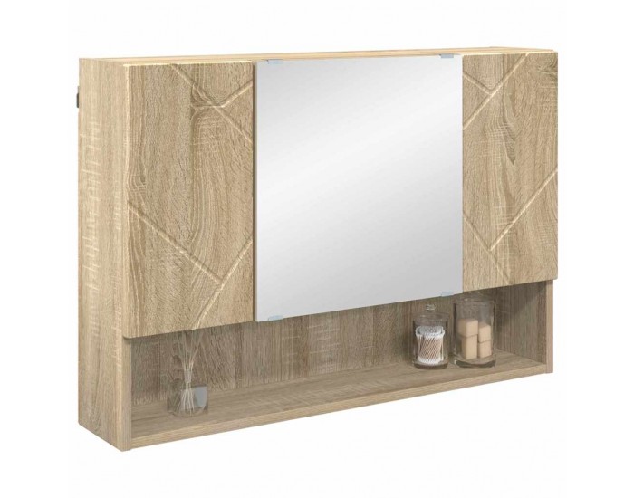 Sonata H Шкаф с огледало за баня с врата дъб сонома 80 x 17 x 55 см