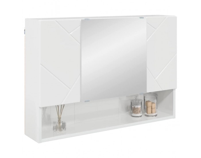 Sonata H Шкаф с огледало за баня Бяло Със Силен Гланц 80 x 17 x 55 см