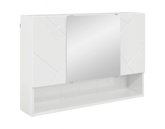 Sonata H Шкаф с огледало за баня Бяло Със Силен Гланц 80 x 17 x 55 см