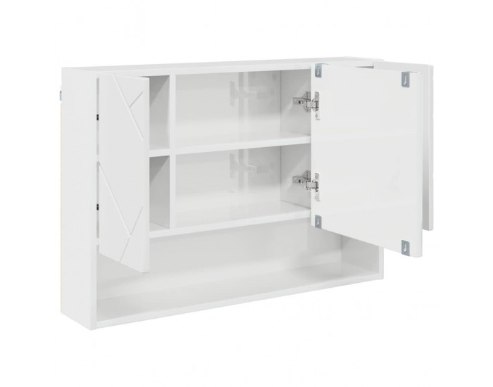 Sonata H Шкаф с огледало за баня Бяло Със Силен Гланц 80 x 17 x 55 см