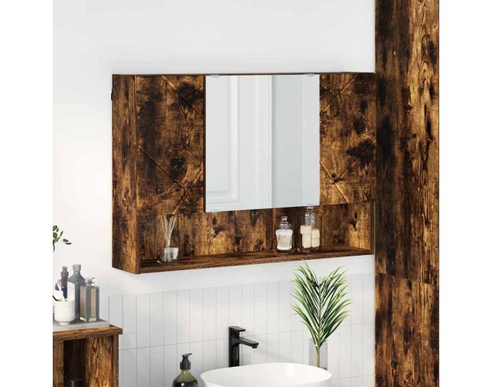 Sonata H Шкаф с огледало за баня с врата Опушен дъб 80 x 17 x 55 см