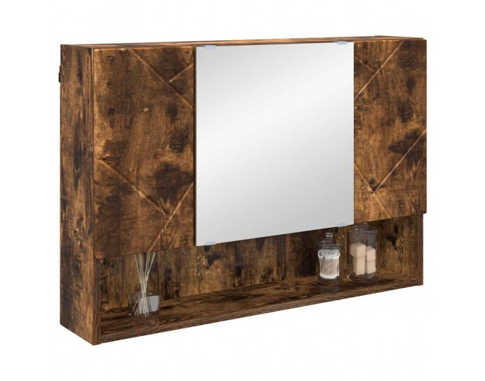 Sonata H Шкаф с огледало за баня с врата Опушен дъб 80 x 17 x 55 см