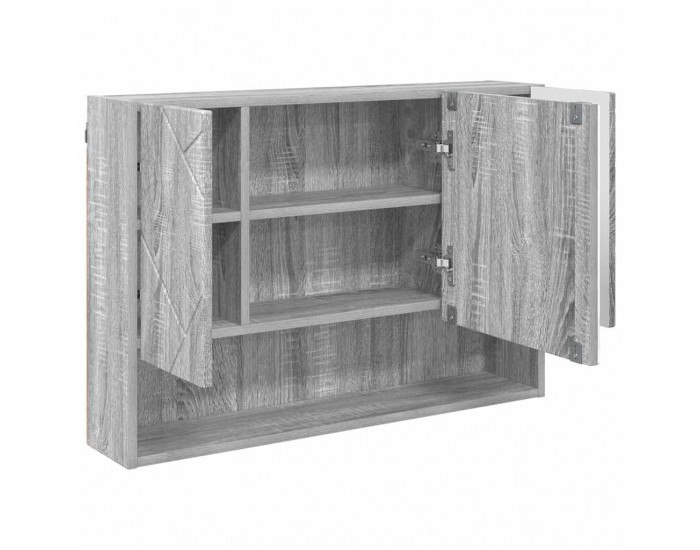 Sonata H Шкаф с огледало за баня с врата Сив сонома 80 x 17 x 55 см