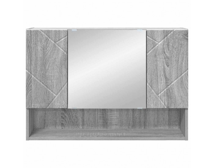 Sonata H Шкаф с огледало за баня с врата Сив сонома 80 x 17 x 55 см