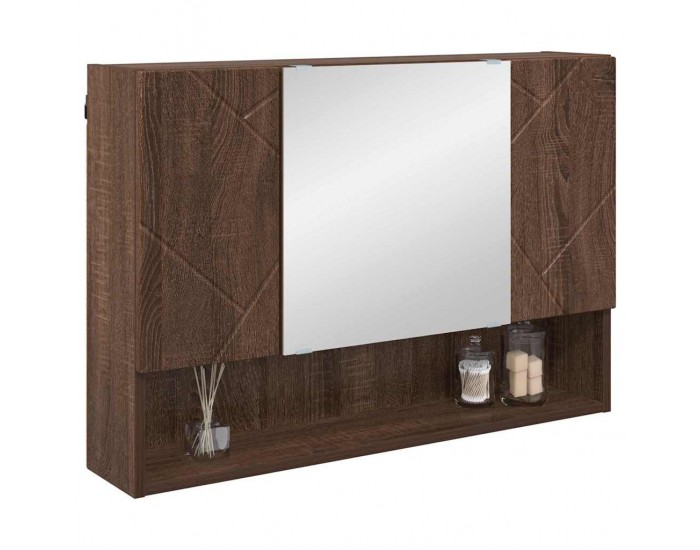 Sonata H Шкаф с огледало за баня с врата Кафяв дъб 80 x 17 x 55 см