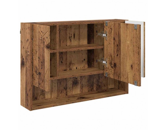 Sonata H Шкаф с огледало за баня с врата Старо дърво 80 x 17 x 55 см