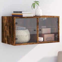 Sonata H Стенен шкаф със стъклени врати, опушен дъб, 68,5x37x35 см - Гардероби