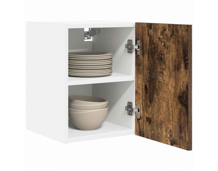 Sonata H Висящ шкаф с рафт с врата Riga Димящ дъб и бяло 30 x 31 x 40 см