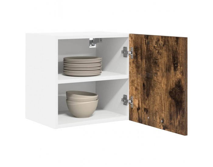 Sonata H Висящ шкаф с рафт с врата Riga Димящ дъб и бяло 40 x 31 x 40 см