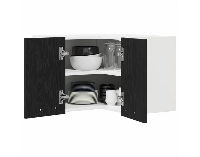 Sonata H Висящ шкаф с рафт Riga Черен дъб и бяло 57 x 57 x 40 см