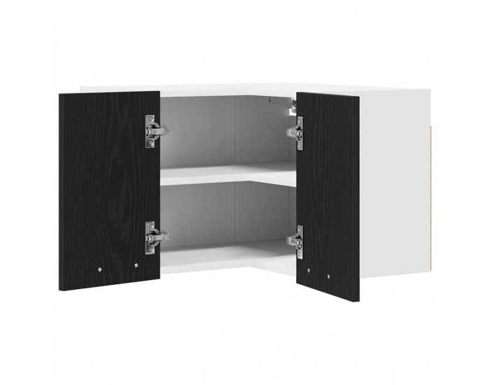 Sonata H Висящ шкаф с рафт Riga Черен дъб и бяло 57 x 57 x 40 см