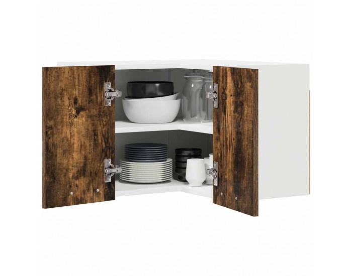 Sonata H Висящ шкаф с рафт Riga Димящ дъб и бяло 57 x 57 x 40 см