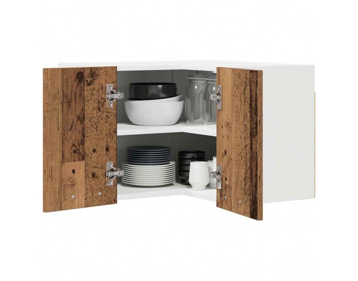 Sonata H Висящ шкаф с рафт Riga Стара дървесина и бяло 57 x 57 x 40 см