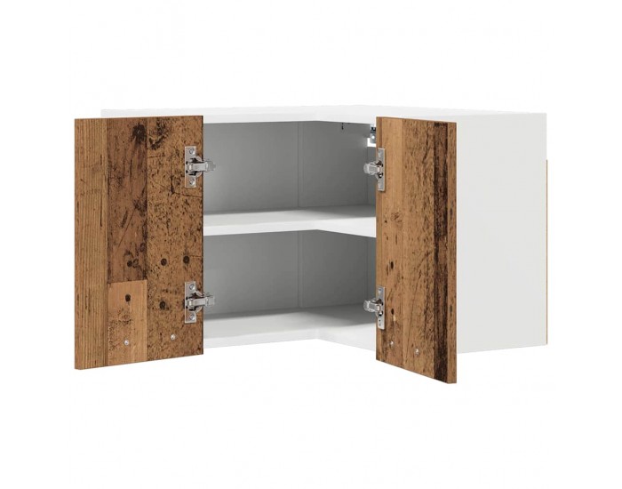 Sonata H Висящ шкаф с рафт Riga Стара дървесина и бяло 57 x 57 x 40 см