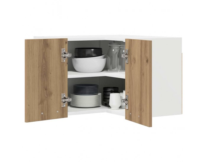 Sonata H Висящ шкаф с рафт Riga Занаятчийски дъб и бяло 57 x 57 x 40 см