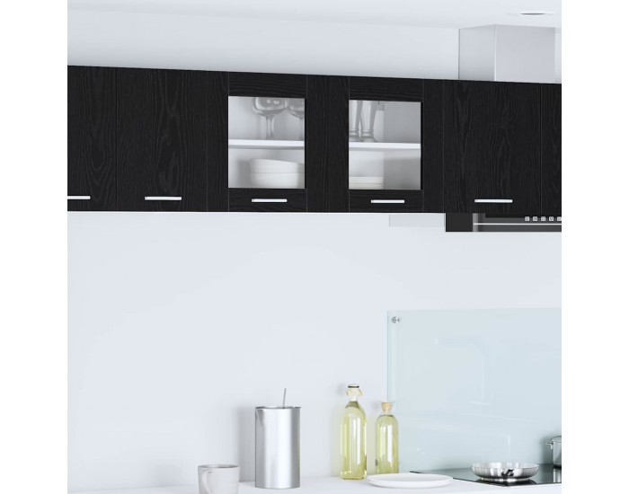 Sonata H Висящ шкаф с рафт с врата Riga Черен дъб и бяло 80 x 31 x 40 см