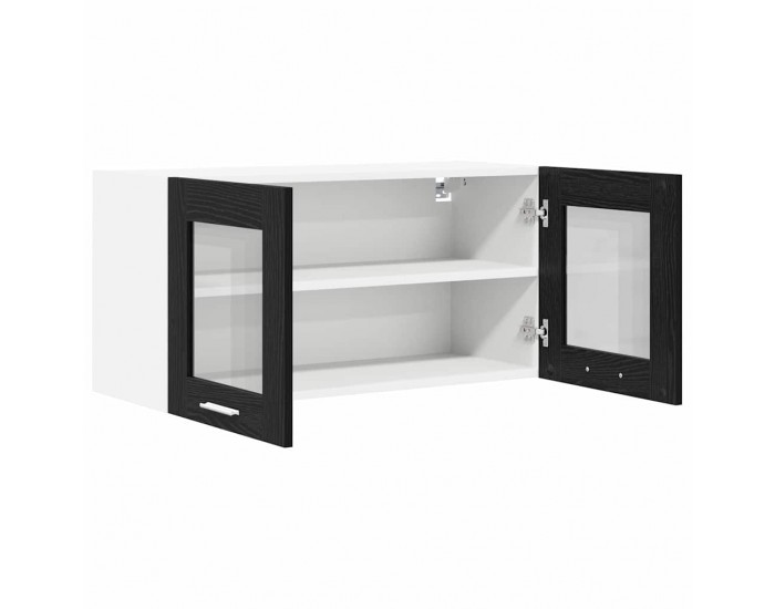 Sonata H Висящ шкаф с рафт с врата Riga Черен дъб и бяло 80 x 31 x 40 см