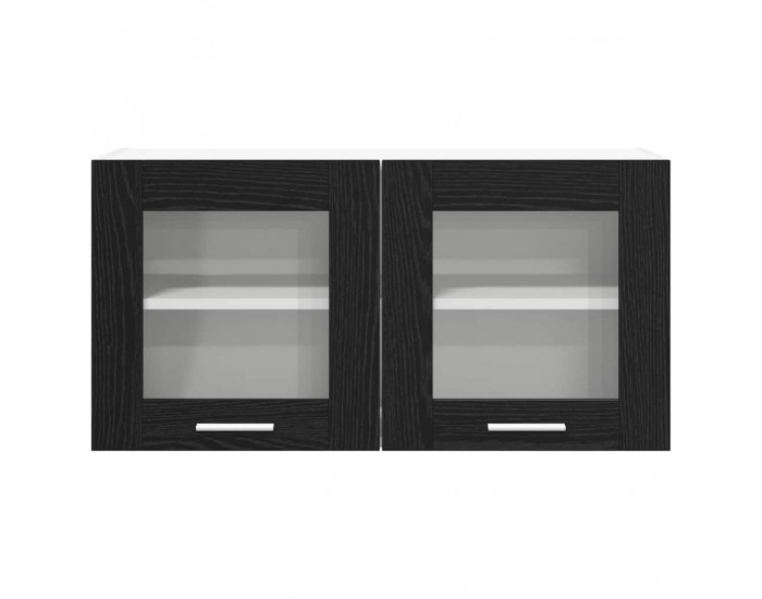 Sonata H Висящ шкаф с рафт с врата Riga Черен дъб и бяло 80 x 31 x 40 см